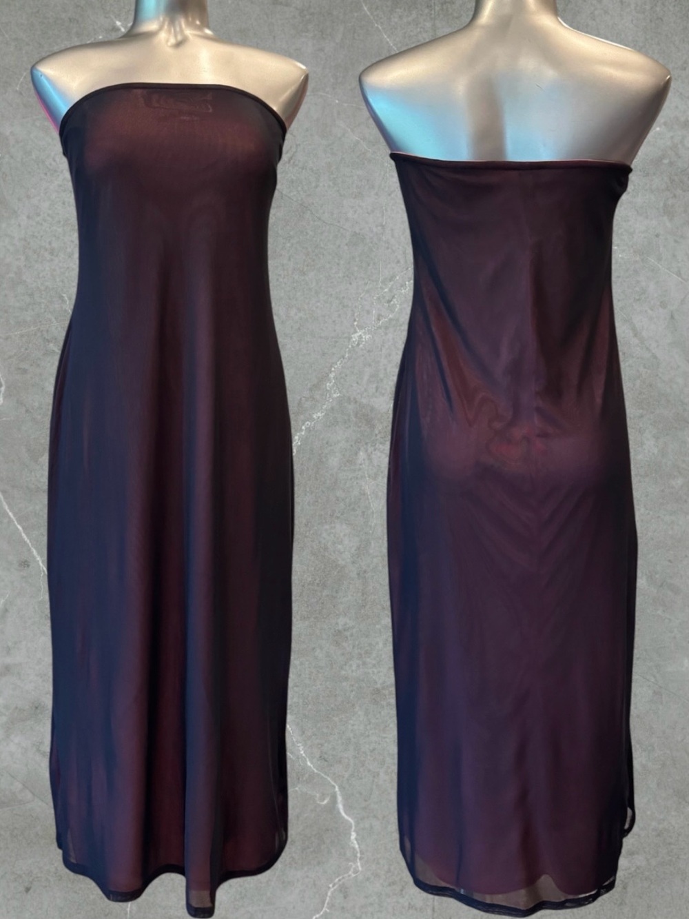 2 for $30 | Strapless Mesh Dress in Plum - Picture 5 of 13